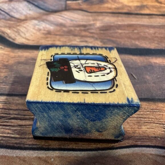 Stitched Snowman Wooden Rubber Stamp Christmas Holiday Craft Scrapbook Card - Picture 6 of 9